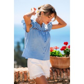At Brunch Blue Top