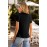 Black Scalloped V-Neck Blouse