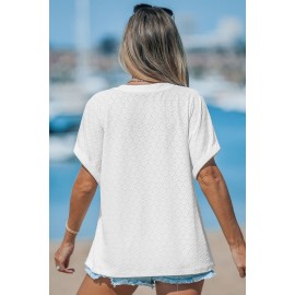 Cutout Textured V-Neck Tee