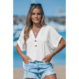 Cutout Textured V-Neck Tee