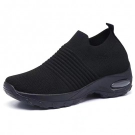 Men's & Women's Wide Width Slip-On Sneakers with Breathable Knit Upper & Rocker Sole - Comfort Walking Shoes Suitable for Gym, Casual, Walking - Durable Cushioned  Sole & PVC Outsole - Easy On/Off (Wide Width Options)