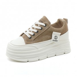Women'S Two-Tone Chunky Platform Sneakers with Height Increase - Breathable Mesh Upper, Cushioned EVA Insole & Arch Support, Low-Top Lace-Up Casual Shoes with Tassel Accent - & All-Season Versatile Footwear for Daily Wear, Office
