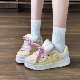 Women'S Chunky Platform Sneakers with Thick Cushioned Sole - Retro Street Style Lace-Up Mid-Top Walking Shoes, EVA Upper & PVC Lining, & Light Casual Comfortable Shoes for Fall, Versatile for Everyday & Semi-Formal Wear, Sneakers for Women