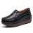 Women'S Slip-On Sneakers - Low-Top Wedge Platform Shoes with Buckle Closure, Genuine -like Texture, All-Season Comfort - Korean Style Casual Shoes for Everyday &