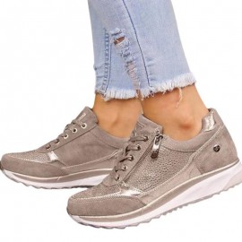 Spring and Autumn New Fashion Korean Style Wedge Shoes for Women | Lightweight PU Upper, Breathable and Soft, Suitable for All Seasons, Perfect for Parties and Daily Wear, Versatile Casual Shoes, Lace-up Closure, Solid Color, Low Top