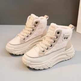 Women's Platform Snow Boots Fleece Lined Warm Chunky Sole High Top Casual