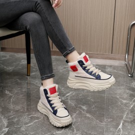 Women's Platform Snow Boots Fleece Lined Warm Chunky Sole High Top Casual