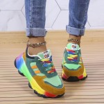 Women' Plus Size Chunky Platform Sneakers with Thick Sole - Lace-Up Round Toe Athletic Walking Shoes Suitable for - Wear, Casual Outfits & Workouts - Comfortable Cushioned Footbed & Rubber Outsole (No)