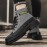 Men's Heavy-Duty Winter Work Boots - Shell Toe Anti-Collision, High-Top Ankle, PU -like Canvas Upper & PU Sole, - Rugged Outdoor Boots for,, Casual (Black/Golden) - Lace-Up