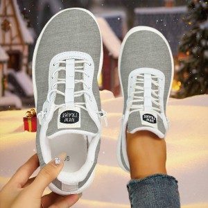Men's & Women's Low-Top Lace-Up Sneakers with Arch Support - Minimalist Casual Shoes, Breathable Fabric Upper, Cushioned TPR Sole Suitable for All-Season Wear - Unisex Trainers for Gym, Office, Travel & Daily Use (Round Toe)