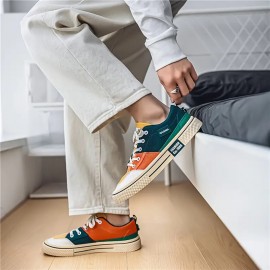 Men'S Shoes with a Comfortable And Breathable Canvas Design Featuring a Color-Block Style from Four Seasons Fashion