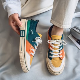 Men'S Shoes with a Comfortable And Breathable Canvas Design Featuring a Color-Block Style from Four Seasons Fashion
