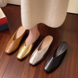 Slip-On French Style | Versatile Fashion Closed-Toe , Half-Support Grandma Shoes, EVA Material, Solid Color, All-Season Use, Women Shoes