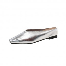 Women's Slip-On Mule Flats - Closed Square Toe Backless Dress Shoes with Cushioned Insole & Sole, All-Season Casual & Dressy Flats for, Semi-Formal, Casual Attire,,,