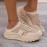 Women's Breathable Mesh Sneakers with Thick EVA Sole - Beige Slip-On Casual Shoes, Cushioned Comfortable - Footwear Suitable for Walking, Standing & Casual Attire, Women Shoes