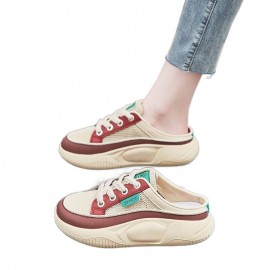 Half-Slip Women'S Shoes | Closed-Toe Backless Lazy Shoes Summer Women'S Sneakers | EVA Material, Solid Color, Platform Heel, Women Shoes