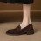 Women's Genuine Sheepskin Loafers with Thick Mid-Heel & Fringe Detail - Round Toe Korean Style, Sole & Outsole - Hand Washable (Compatible with Korean Fashion), Women Shoes