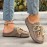 Women's Anti-Slip Arch Support Moccasin Style Shoes- Round Toe Winter Casual Boots, Beige Beaded Fabric Upper, Soft Fabric Inner Lining and PU Bottom, Brown/Beige/Red/Black/Yellow Beads, Suitable for Daily Wear, Hand Washable- Can Be Paired with Pant