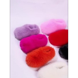 Women's Red Plush Winter Warm Non-Slip Short Boots with Faux Cover () Upper & Sole, Cozy Suitable for Cold Weather, /Outdoor Use - North American Series, Women Shoes
