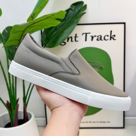 Men'S & Women'S Slip-On White Sneakers - Low-Top Round Toe Casual Dance Shoes with Soft Rubber Sole, Breathable Faux Upper & Arch Support