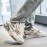 Men's White Sneakers with Thick-Soled Cushioned - Breathable Fabric Upper & Sole, Lace-Up Mid-Top Casual Shoes Suitable for Students, Casual Attire, -