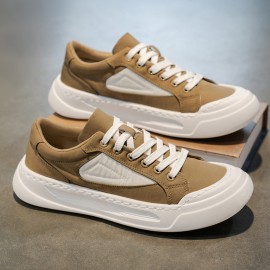 New Men's Low-Top Canvas Shoes - Platform Breathable Casual Sneakers, Student Versatile Round-Toe Design with Slip- Vulcanized Sole