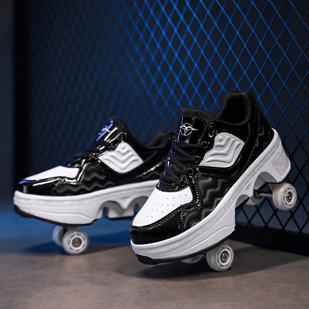 Men'S Fashion Sports Roller Skates | New Invisible Four-Wheel Retractable Skates, Unisex, Low-Top EVA with Fabric Inner and Sole, Round Toe