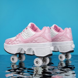 Men'S Fashion Sports Roller Skates | New Invisible Four-Wheel Retractable Skates, Unisex, Low-Top EVA with Fabric Inner and Sole, Round Toe