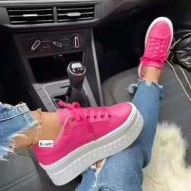 Summer New Large Size Women's Single Shoes European and American Round Toe Thick Sole Casual Versatile Adhesive Shoes Export Single Shoes, Women Shoes, Sneakers